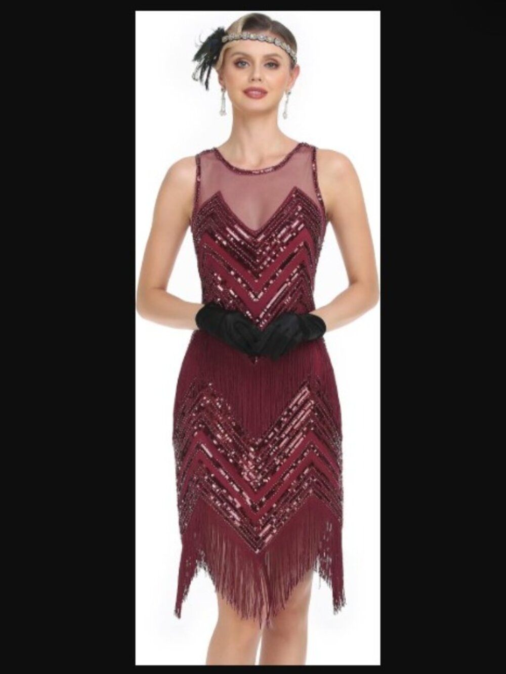 1920s Inspired Knee Length Dress Flapper Dress